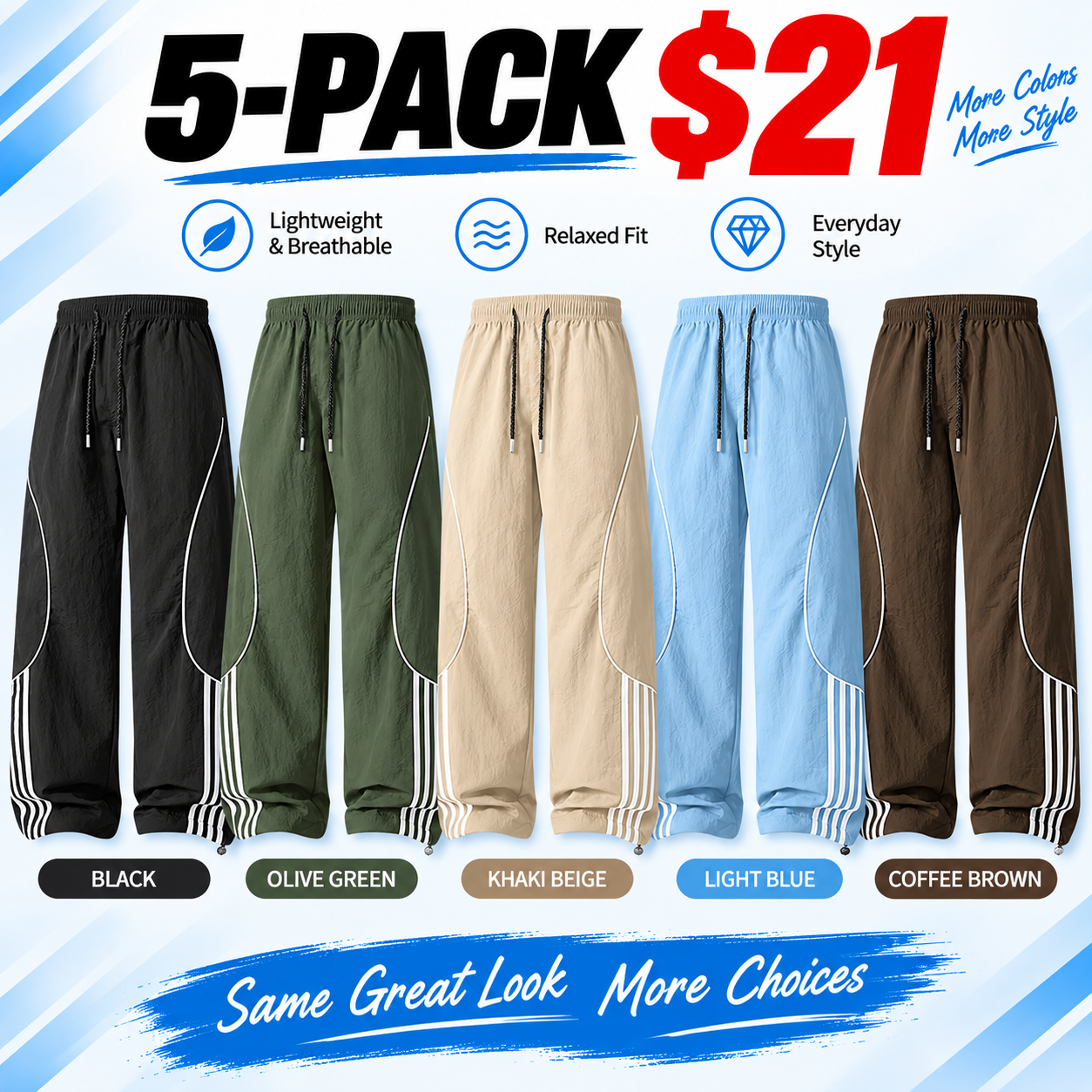 Unisex Loose-Fit Wide-Leg Track Pants