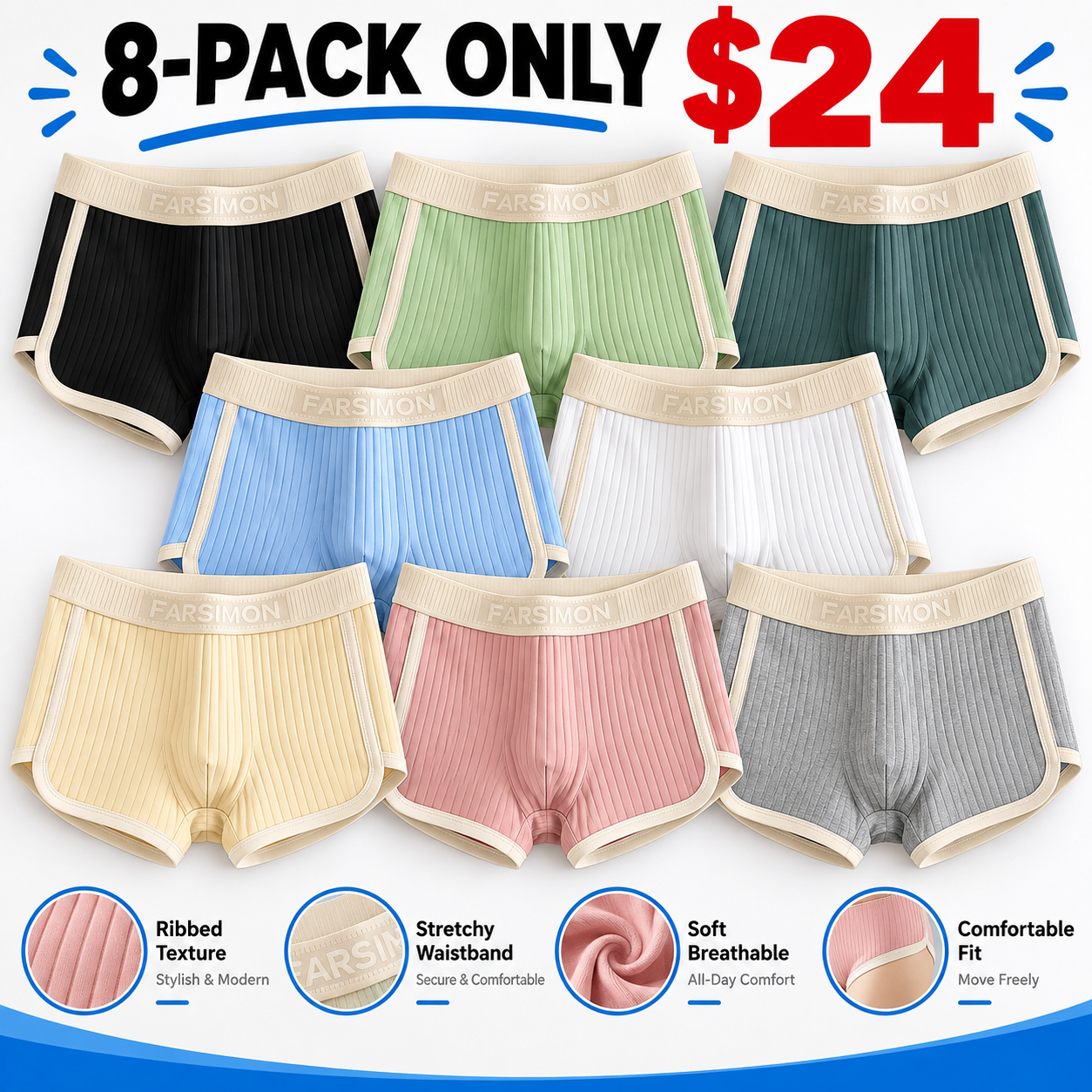 Men's Ultra-Soft 3-Pack Boxer Briefs – Breathable Contour Pouch Underwear
