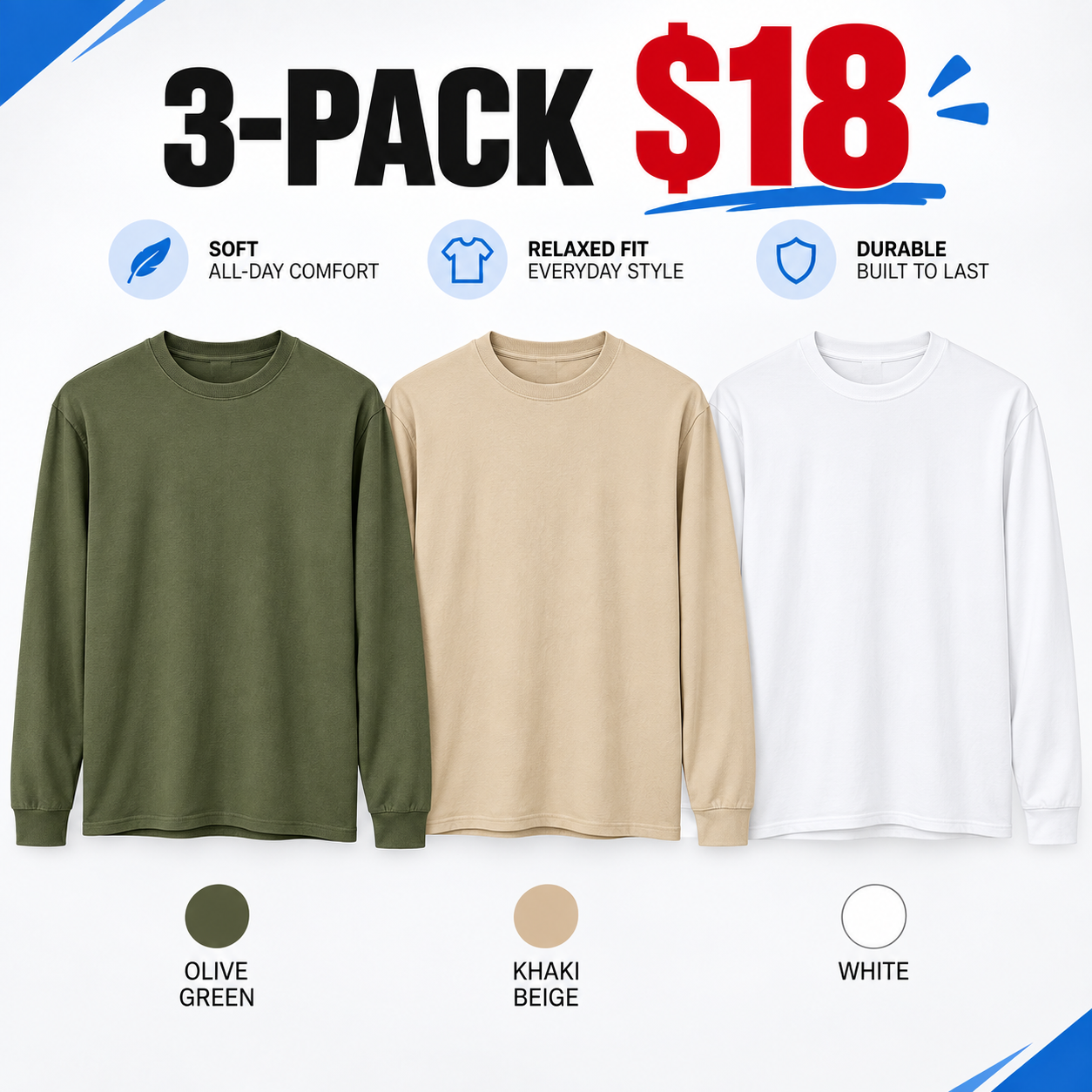 Men's Premium Cropped Long Sleeve Tees – Crew Neck Raw Hem