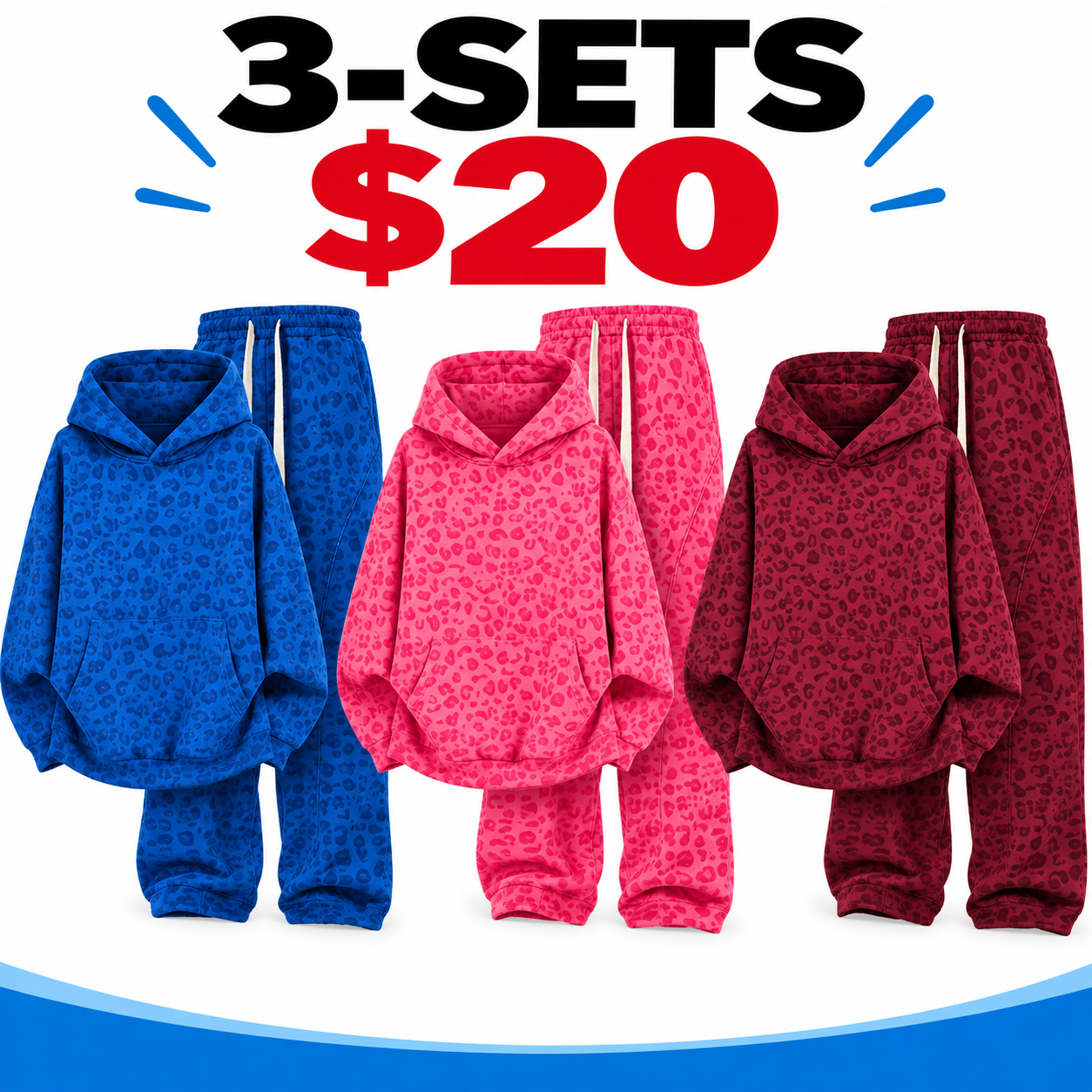 Men's Leopard Print 2-Piece Set – Oversized Hoodie & Wide-Leg Pants Streetwear