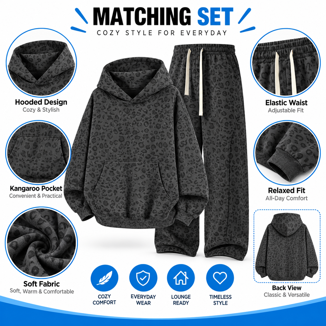 Men's Leopard Print 2-Piece Set – Oversized Hoodie & Wide-Leg Pants Streetwear
