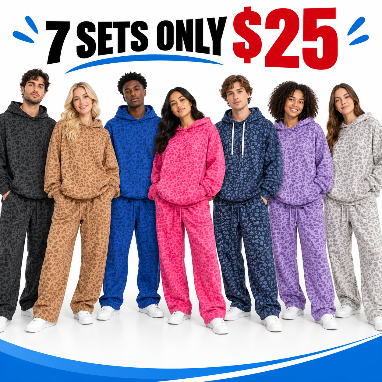 Men's Leopard Print 2-Piece Set – Oversized Hoodie & Wide-Leg Pants Streetwear