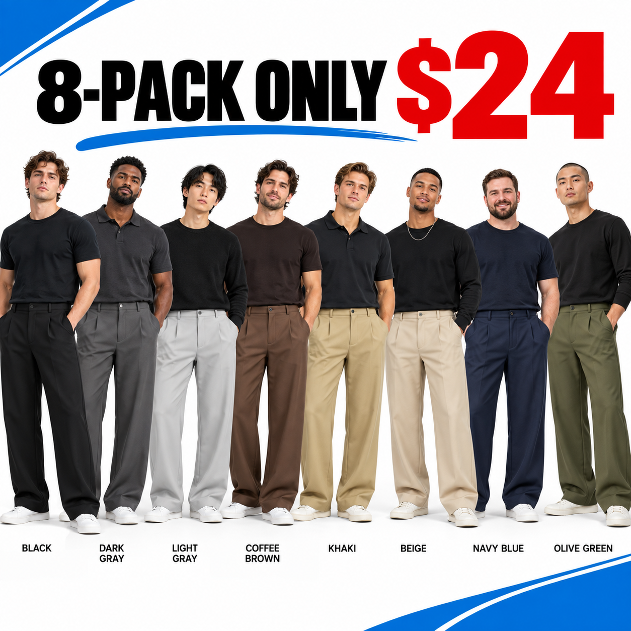 Men's Pleated Wide-Leg Dress Pants – Old Money Baggy Fit Trousers