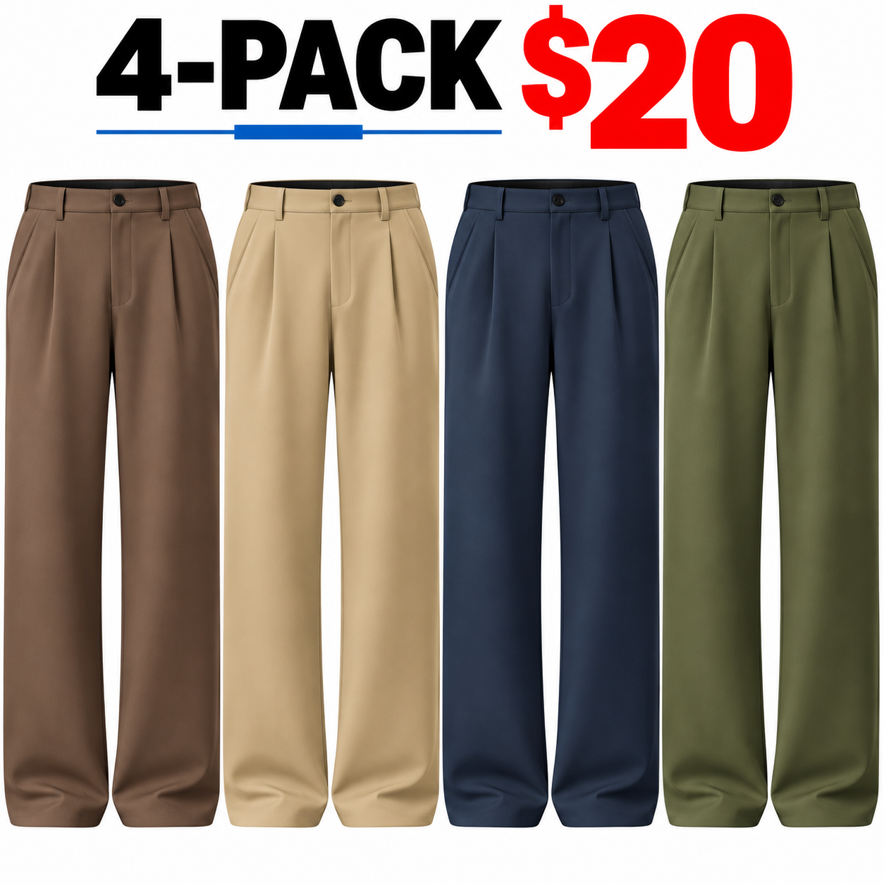 Men's Pleated Wide-Leg Dress Pants – Old Money Baggy Fit Trousers