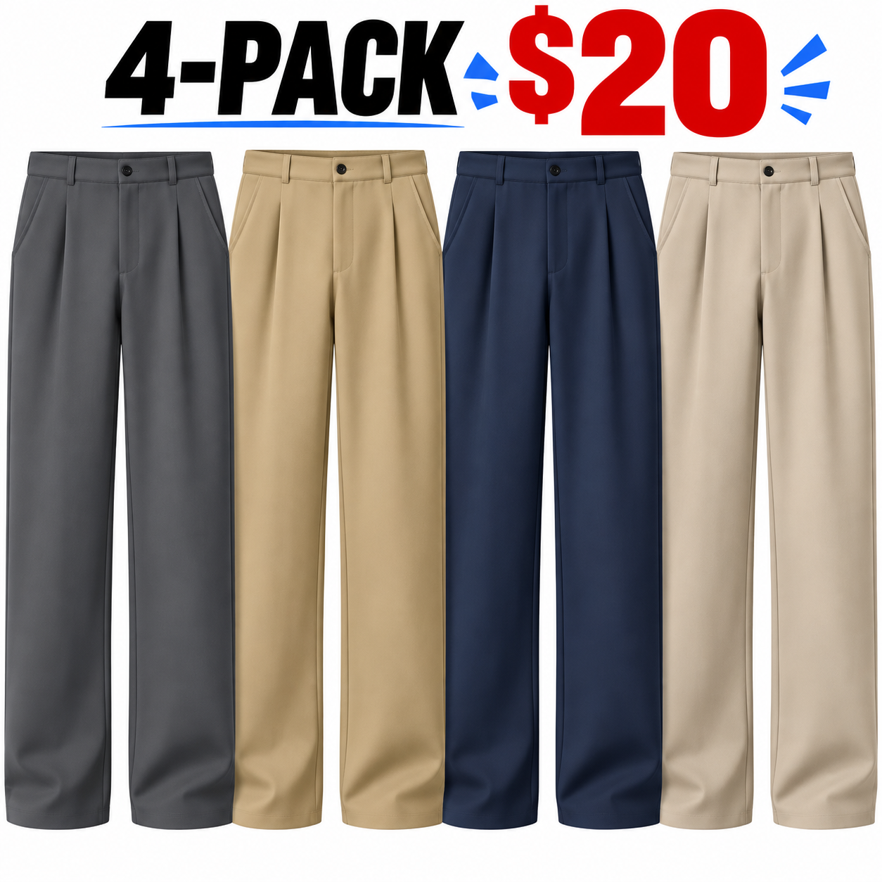 Men's Pleated Wide-Leg Dress Pants – Old Money Baggy Fit Trousers