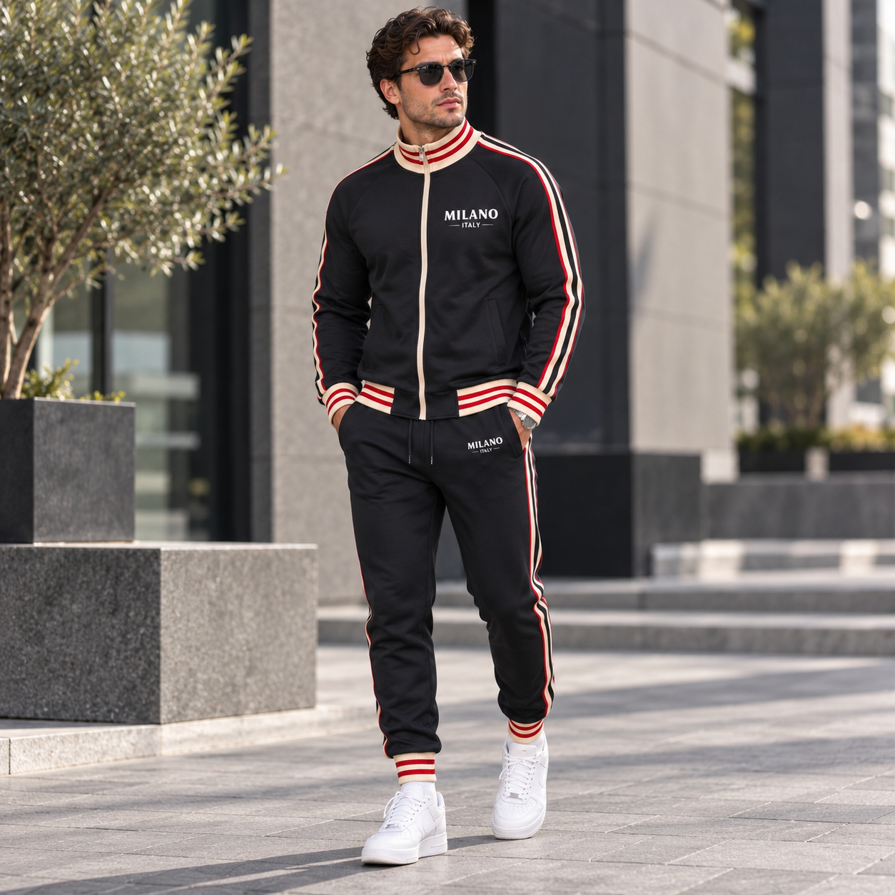 🔥Men's Baseball Jacket & Cargo Pants Set - Fleece Lined Windproof Streetwear Activewear