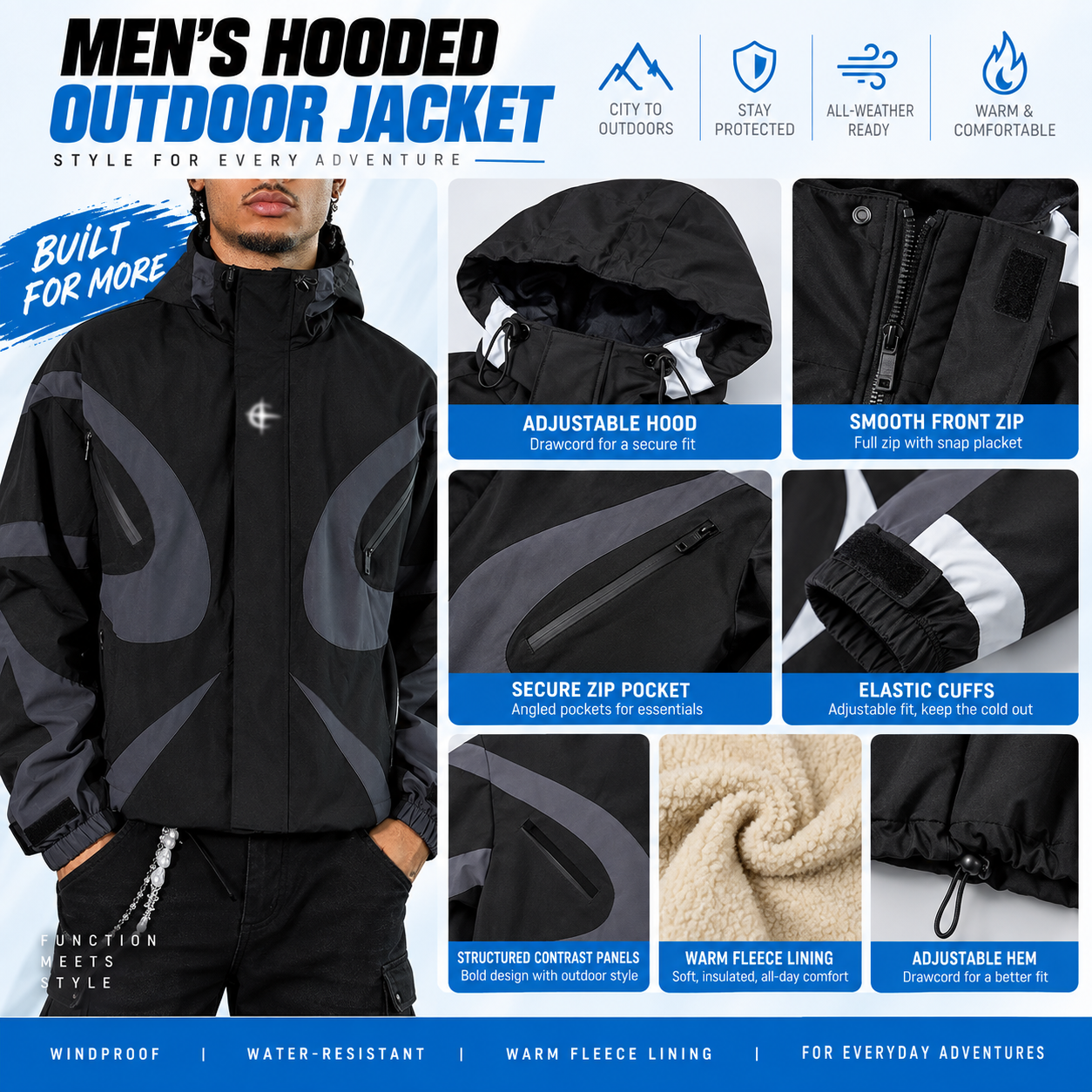 Men's Stylish Futuristic Techwear Windbreaker Coat