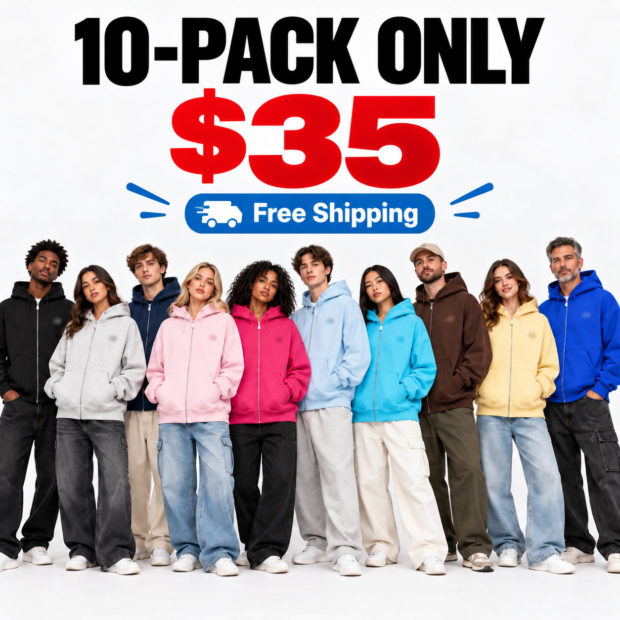 Unisex Big Hood Zip-Up Hoodie – High Neck Oversized Sweatshirt for Social Comfort
