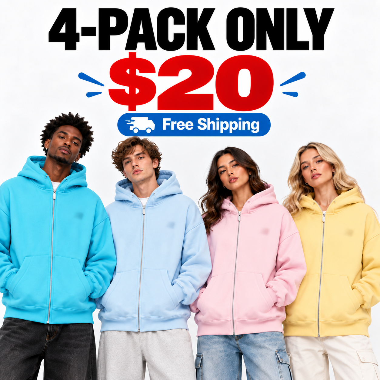 Unisex Big Hood Zip-Up Hoodie – High Neck Oversized Sweatshirt for Social Comfort