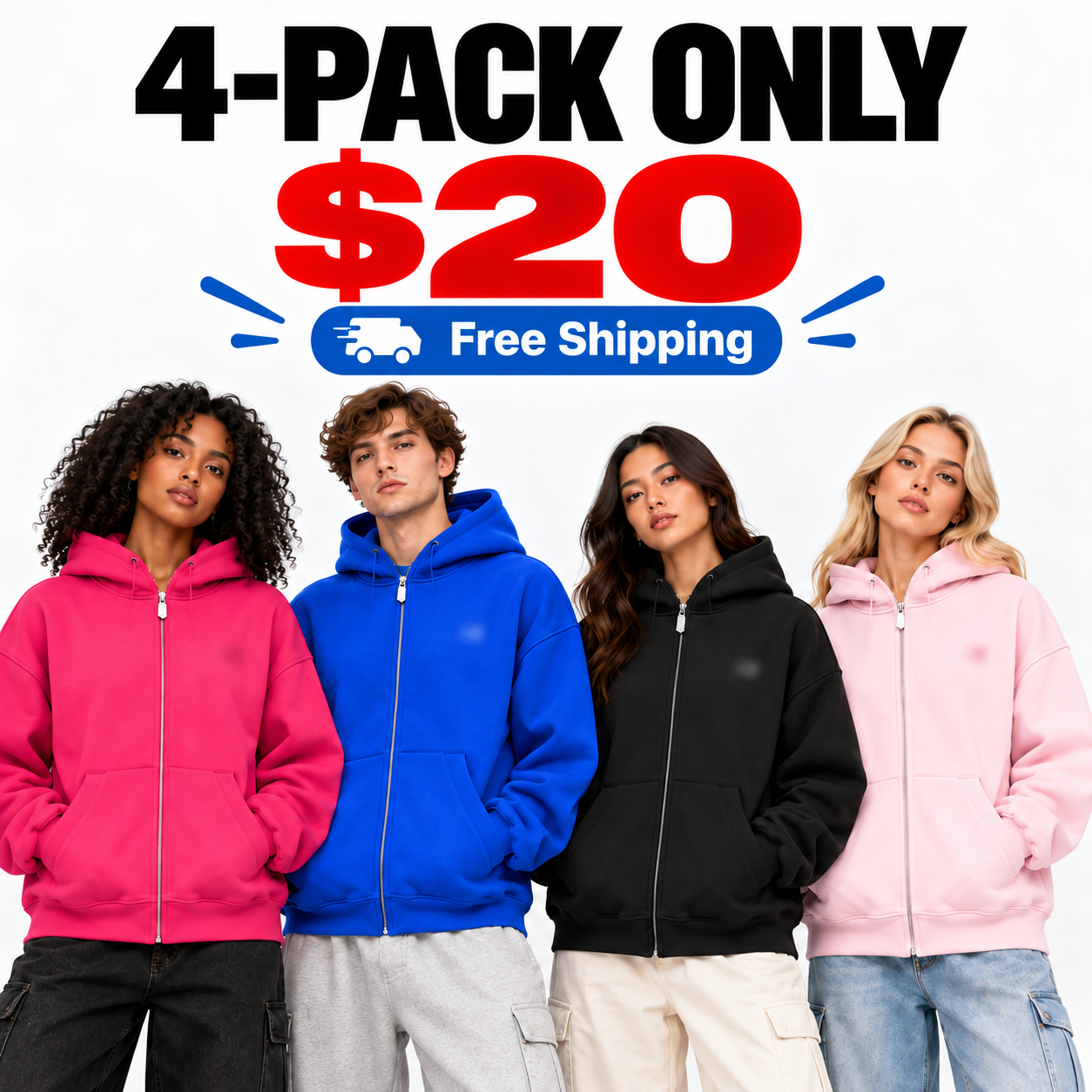 Unisex Big Hood Zip-Up Hoodie – High Neck Oversized Sweatshirt for Social Comfort