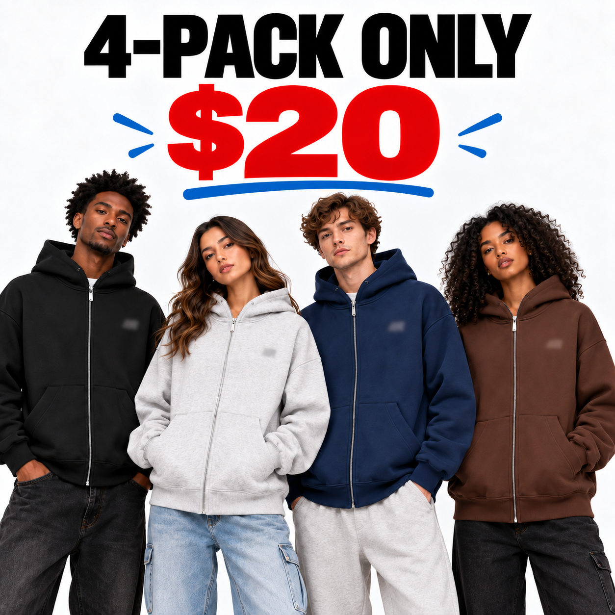 Unisex Big Hood Zip-Up Hoodie – High Neck Oversized Sweatshirt for Social Comfort