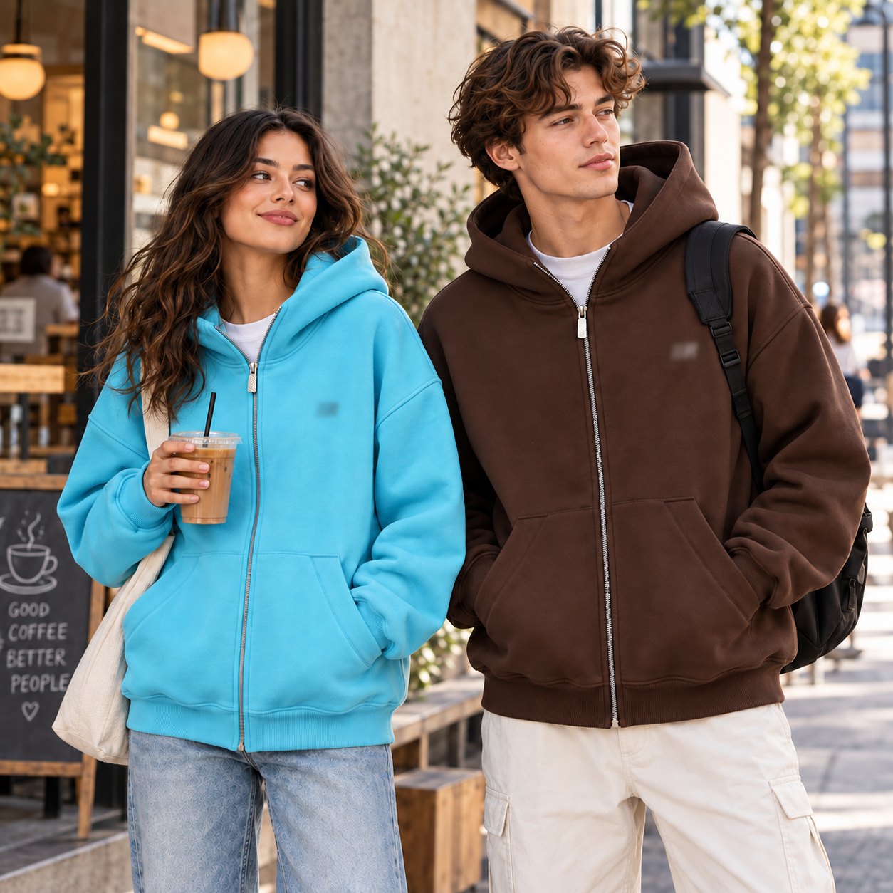 Unisex Big Hood Zip-Up Hoodie – High Neck Oversized Sweatshirt for Social Comfort