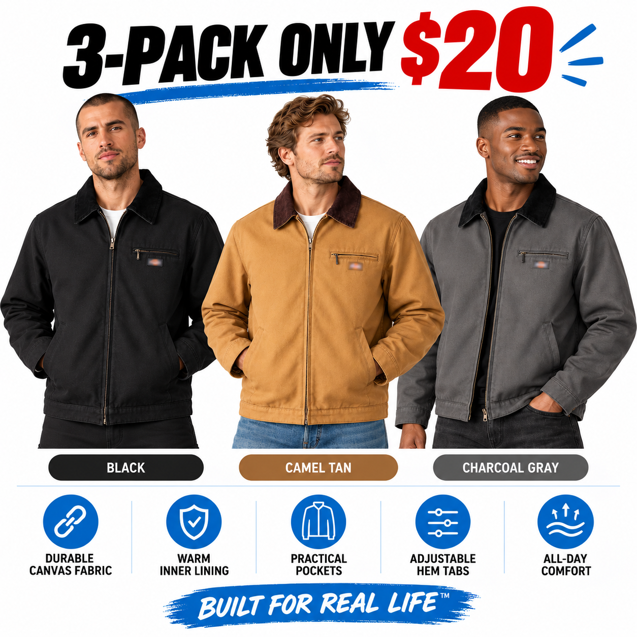 Men's Blanket Lined Duck Canvas Jacket – Classic Workwear with Corduroy Collar