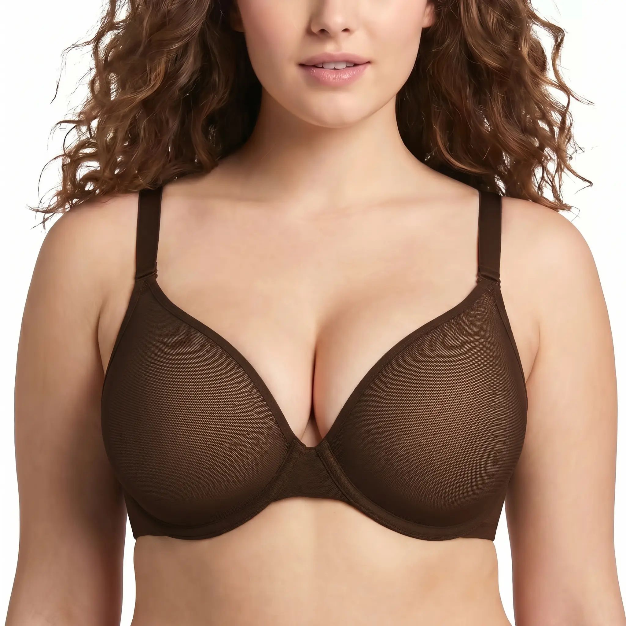 Women's Air Light Sheer Mesh Halter Bra – Unlined Full Coverage Underwire 5-Way Convertible Bra