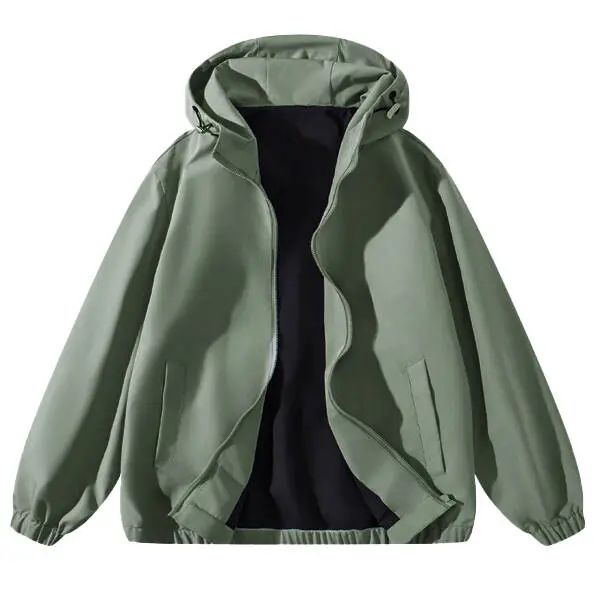 Unisex Zip Up Jackets Vintage Washed Coat Streetwear Hoodies Unisex