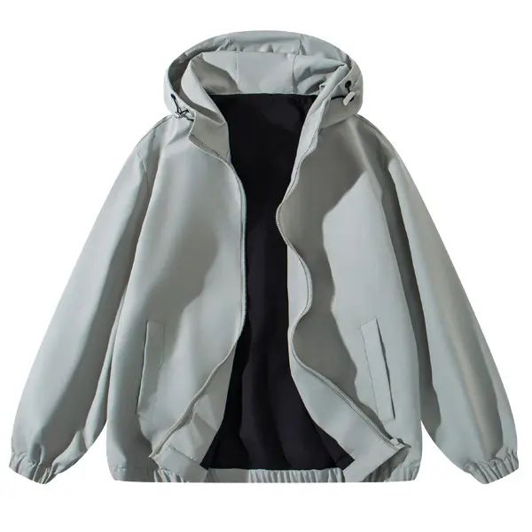 Unisex Zip Up Jackets Vintage Washed Coat Streetwear Hoodies Unisex