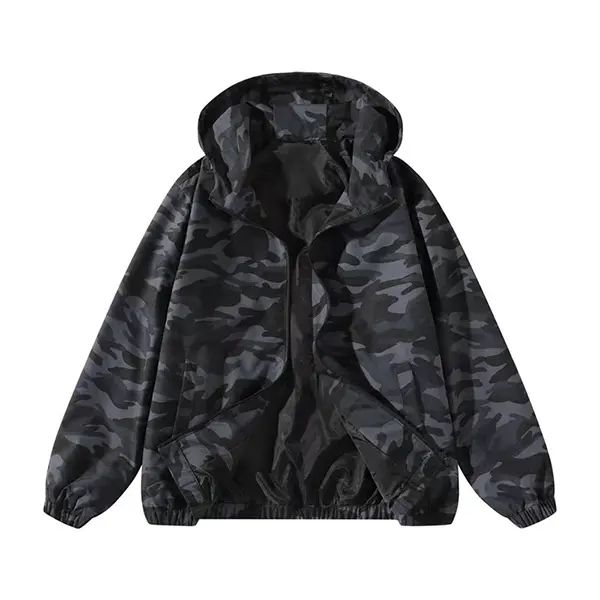 Unisex Zip Up Jackets Vintage Washed Coat Streetwear Hoodies Unisex
