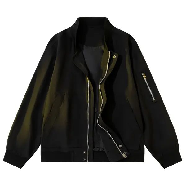 Unisex Zip Up Jackets Vintage Washed Coat Streetwear Hoodies Unisex