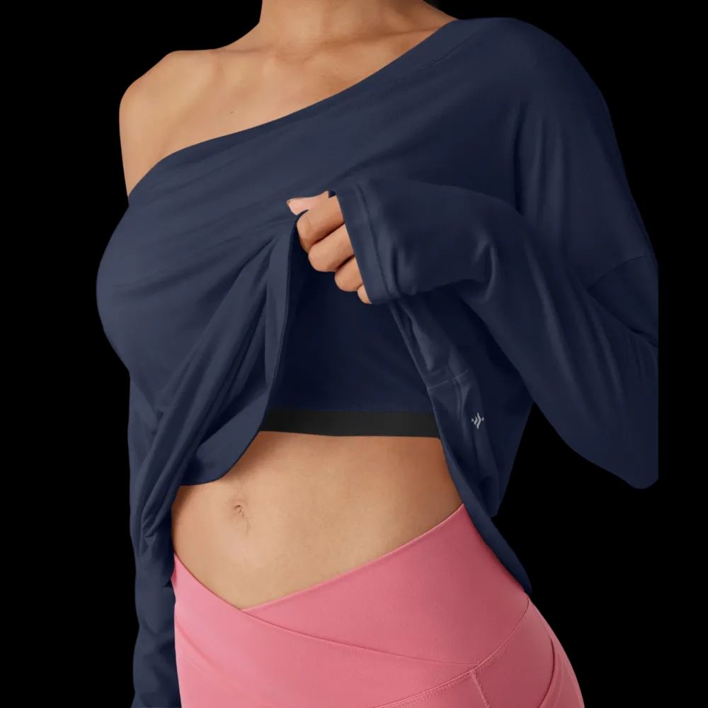 Single-shoulder thumbhole quick-drying yoga sports top