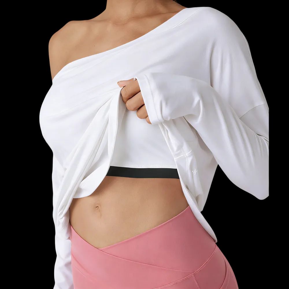 Single-shoulder thumbhole quick-drying yoga sports top