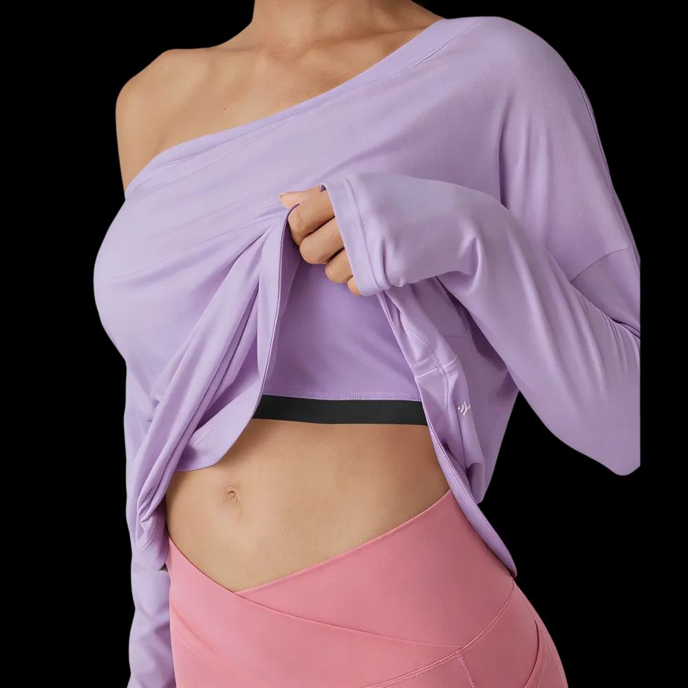 Single-shoulder thumbhole quick-drying yoga sports top