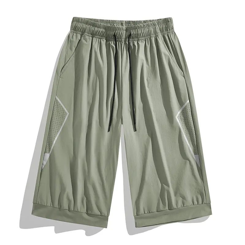 Men's Loose-Fit 3/4 Athletic Pants – Breathable Mesh Side Panel Summer Training Pants