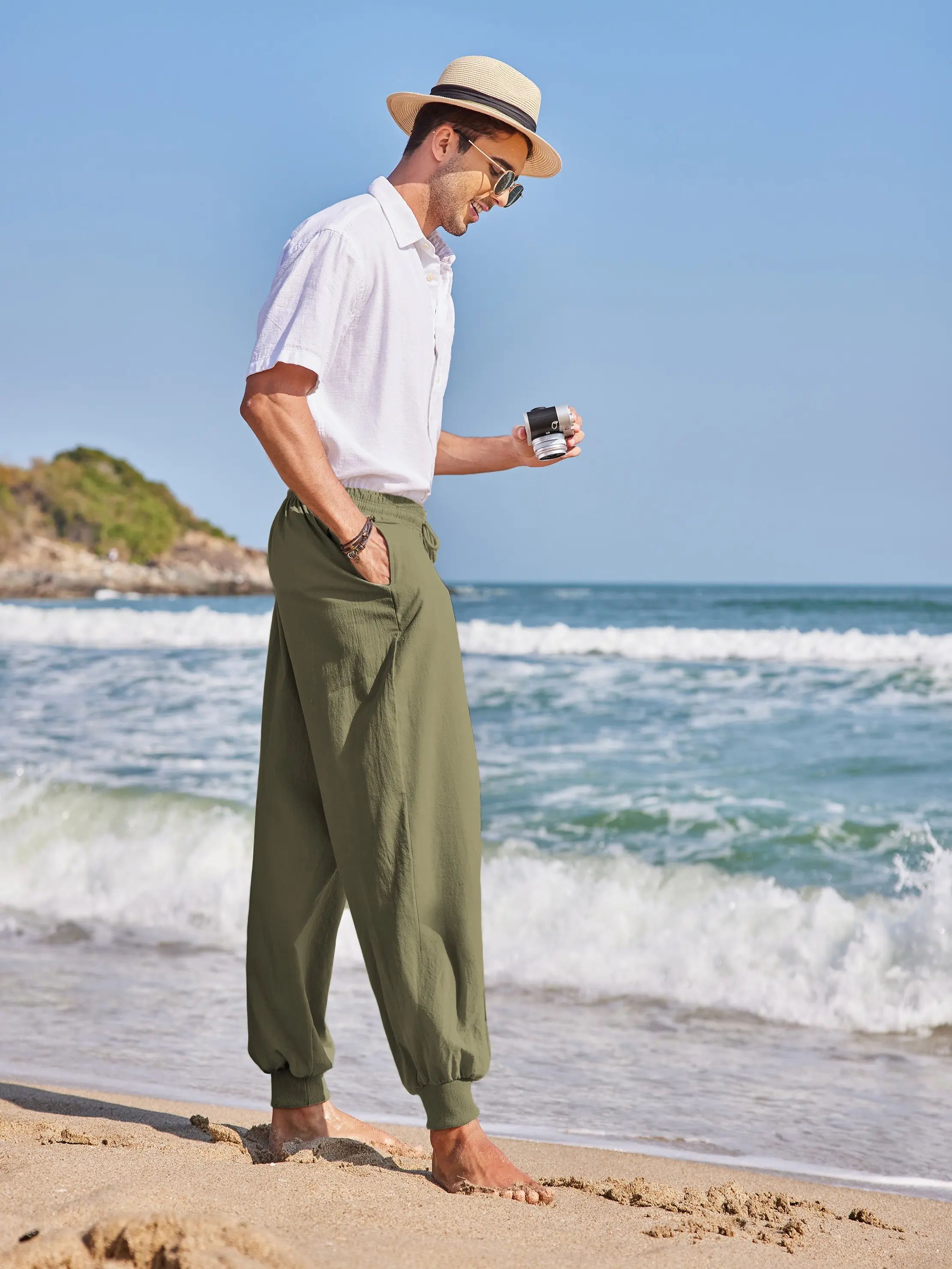 Men's Pants Hippie Harem Baggy Linen Boho Yoga Casual Drop Crotch Trouser