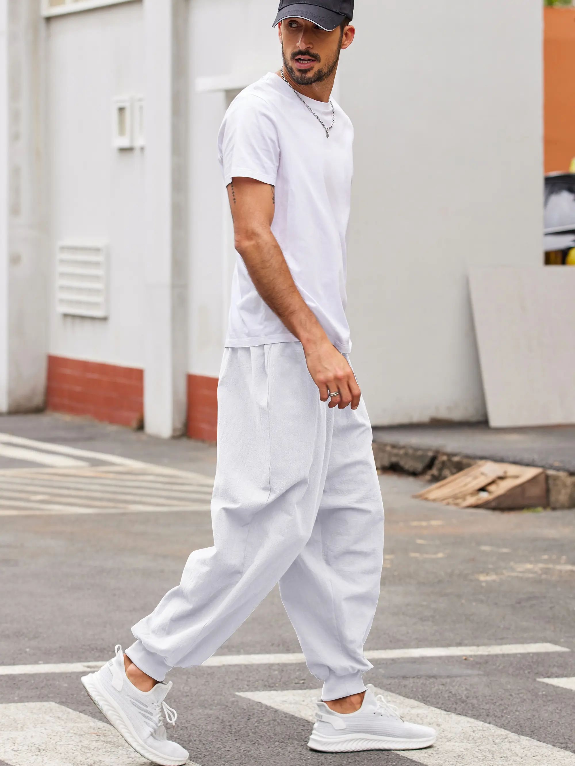 Men's Pants Hippie Harem Baggy Linen Boho Yoga Casual Drop Crotch Trouser