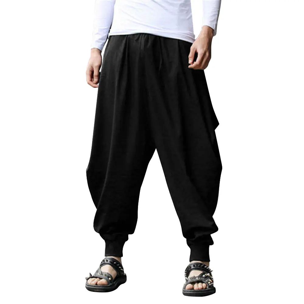 Men's Pants Hippie Harem Baggy Linen Boho Yoga Casual Drop Crotch Trouser