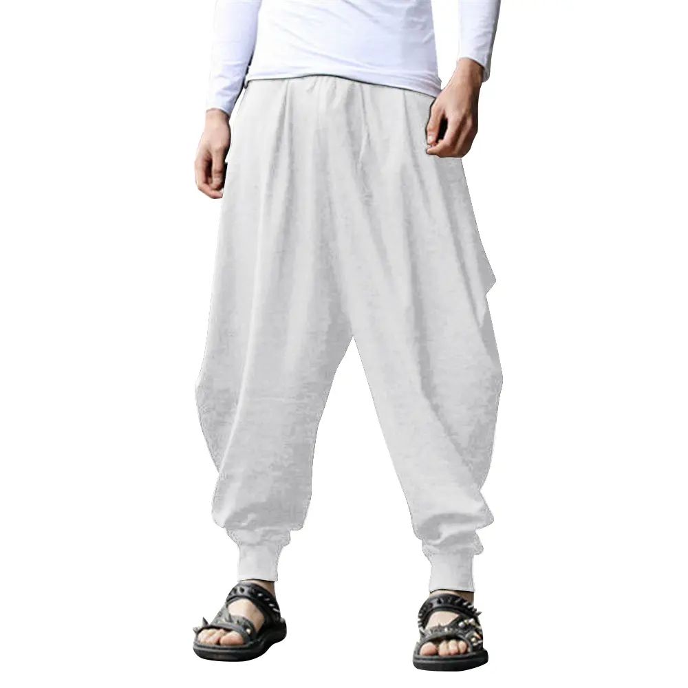 Men's Pants Hippie Harem Baggy Linen Boho Yoga Casual Drop Crotch Trouser