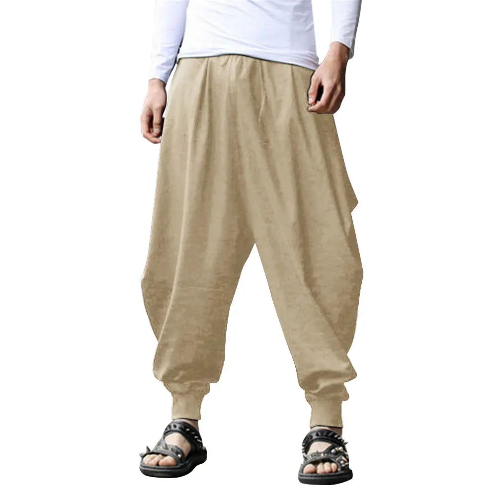 Men's Pants Hippie Harem Baggy Linen Boho Yoga Casual Drop Crotch Trouser