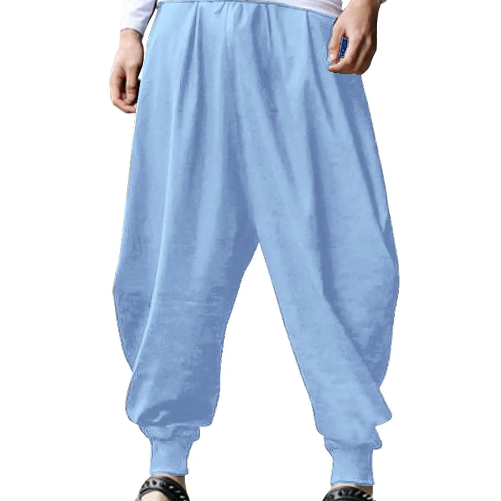 Men's Pants Hippie Harem Baggy Linen Boho Yoga Casual Drop Crotch Trouser