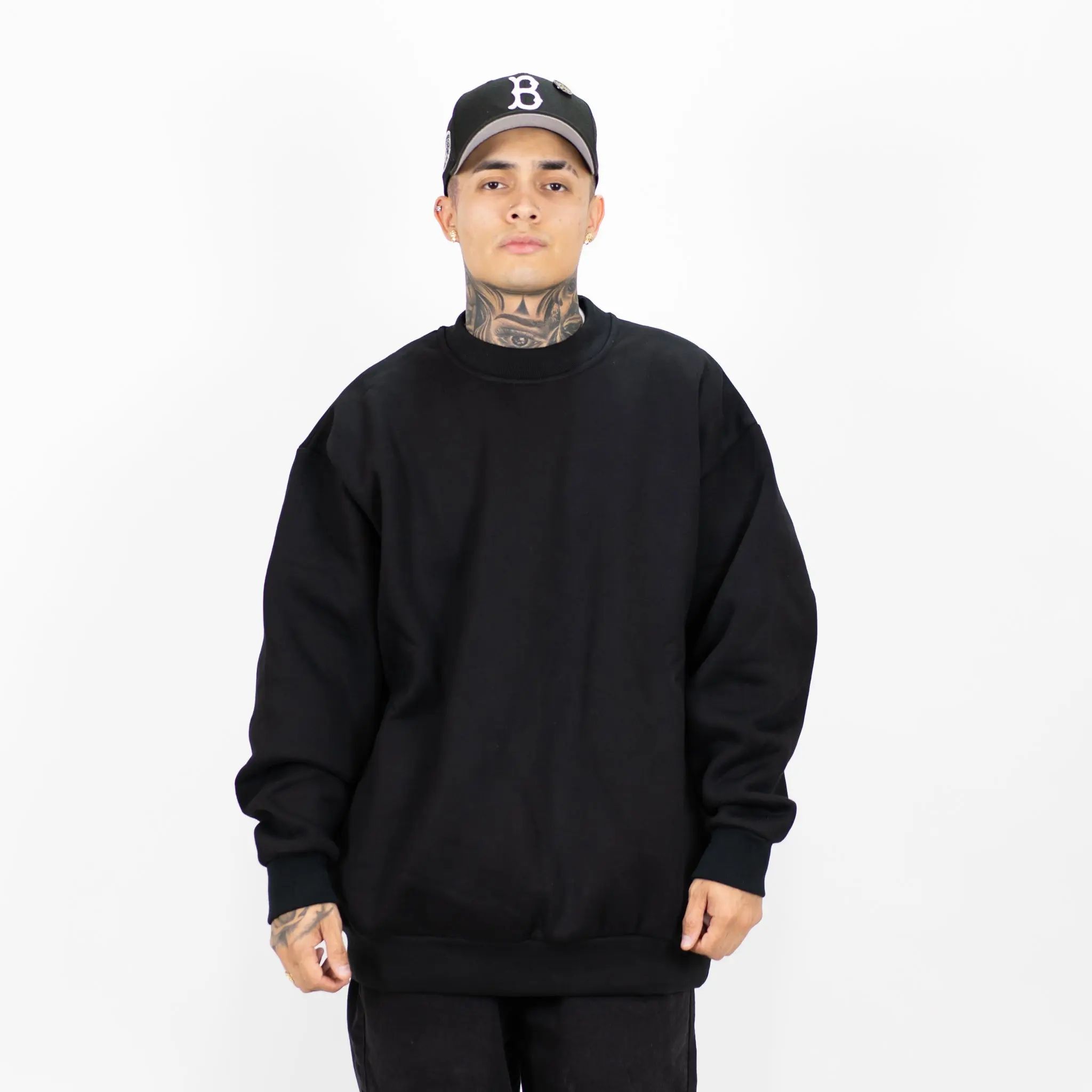 Men's 13oz Heavyweight Fleece Crewneck Sweatshirt – Relaxed Oversized Long Sleeve