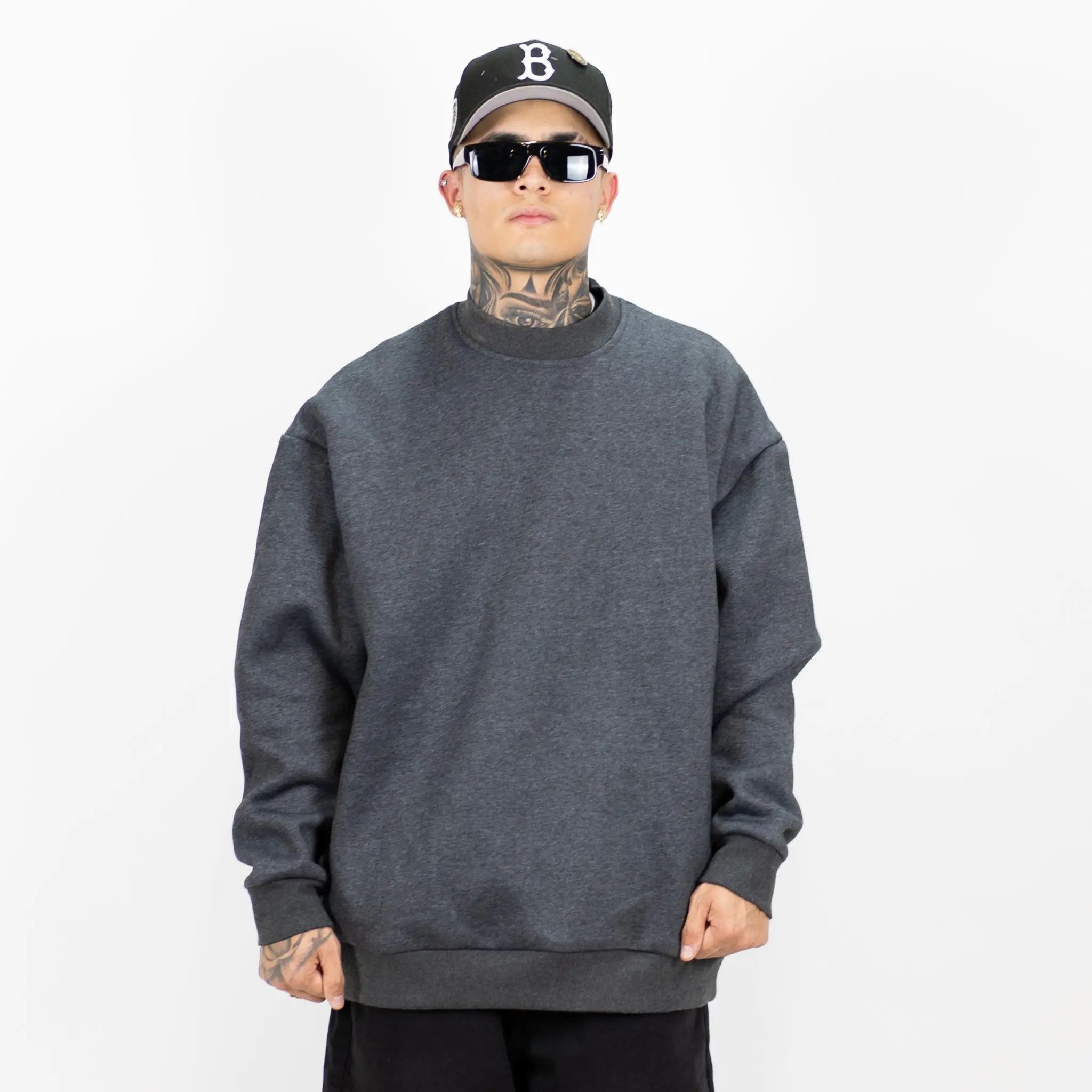 Men's 13oz Heavyweight Fleece Crewneck Sweatshirt – Relaxed Oversized Long Sleeve