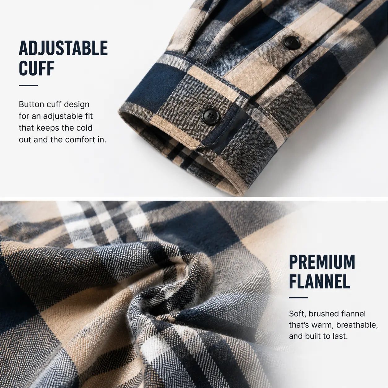 Men's Flannel Hooded Shirt-Jacket – Button Front Plaid Casual Outerwear