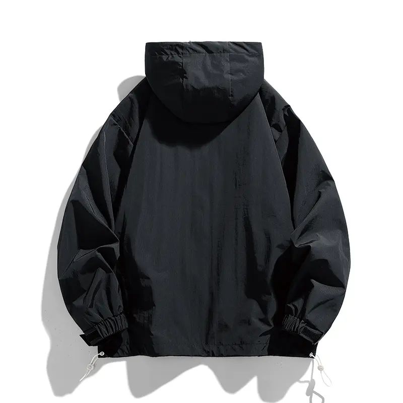 Men's Half-Zip Hooded Windbreaker – Lightweight Oversized Casual Outdoor Jacket
