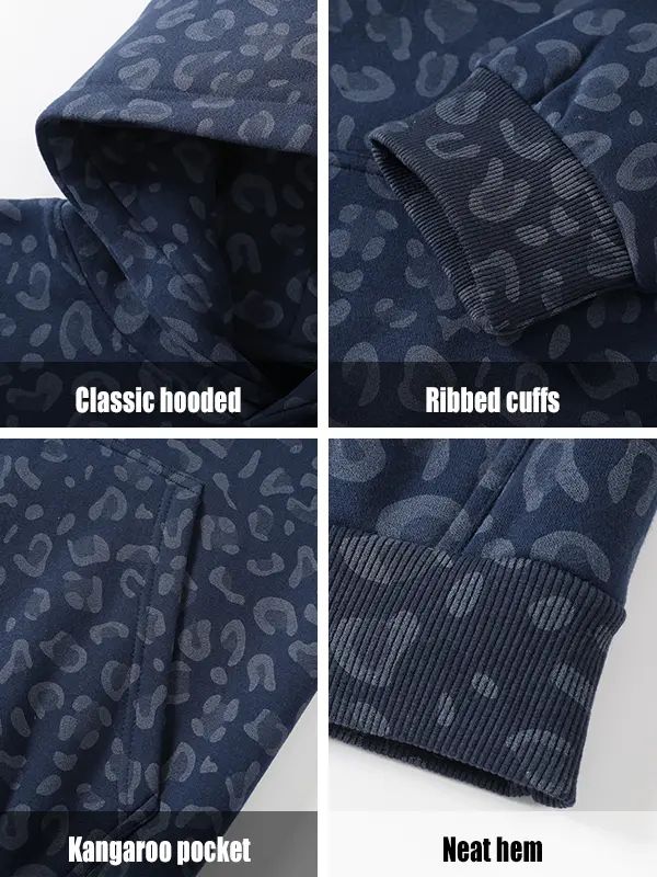 Men's Leopard Print 2-Piece Set – Oversized Hoodie & Wide-Leg Pants Streetwear