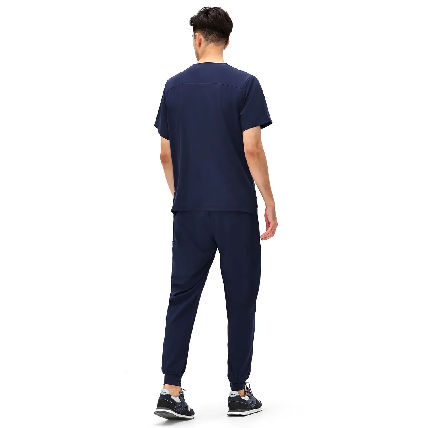 Men's Professional 4-Pocket V-Neck Scrub Top & 7-Pocket Jogger Pants Set
