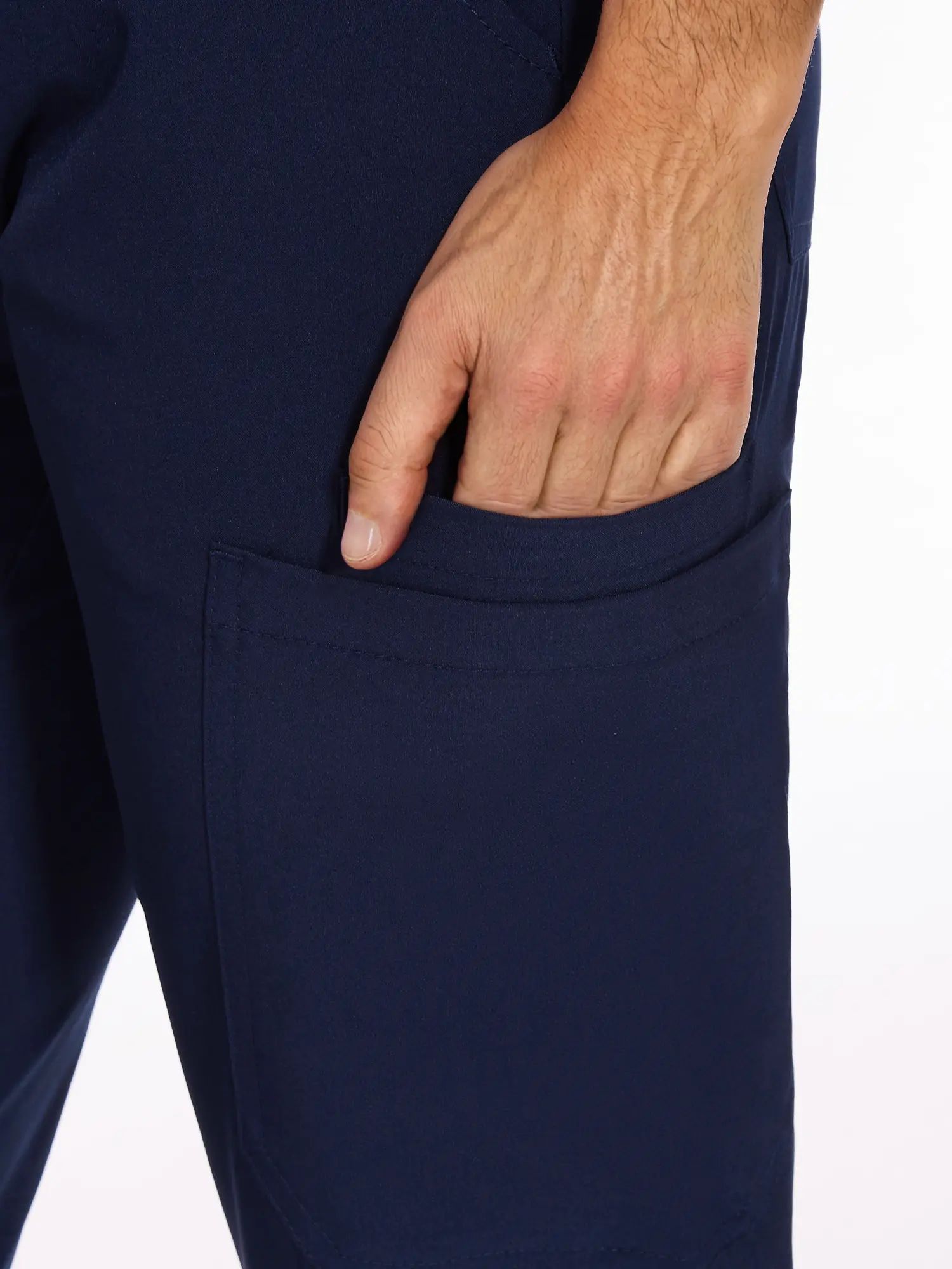 Men's Professional 4-Pocket V-Neck Scrub Top & 7-Pocket Jogger Pants Set