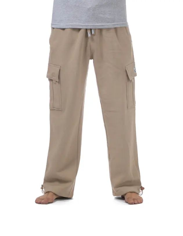 Men's Heavyweight Cargo Sweatpants – 6-Pocket Fleece Jogger with Drawstring Waist