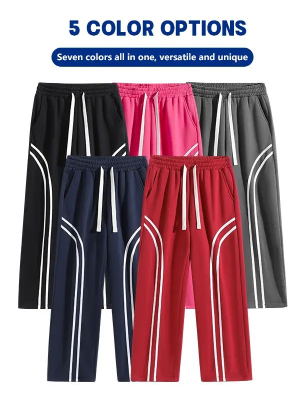 Men's Cotton-Lined Stripe Sweatpants – Loose-Fit Elastic Waist Active & Streetwear Pants