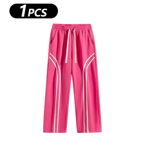 Men's Cotton-Lined Stripe Sweatpants – Loose-Fit Elastic Waist Active & Streetwear Pants