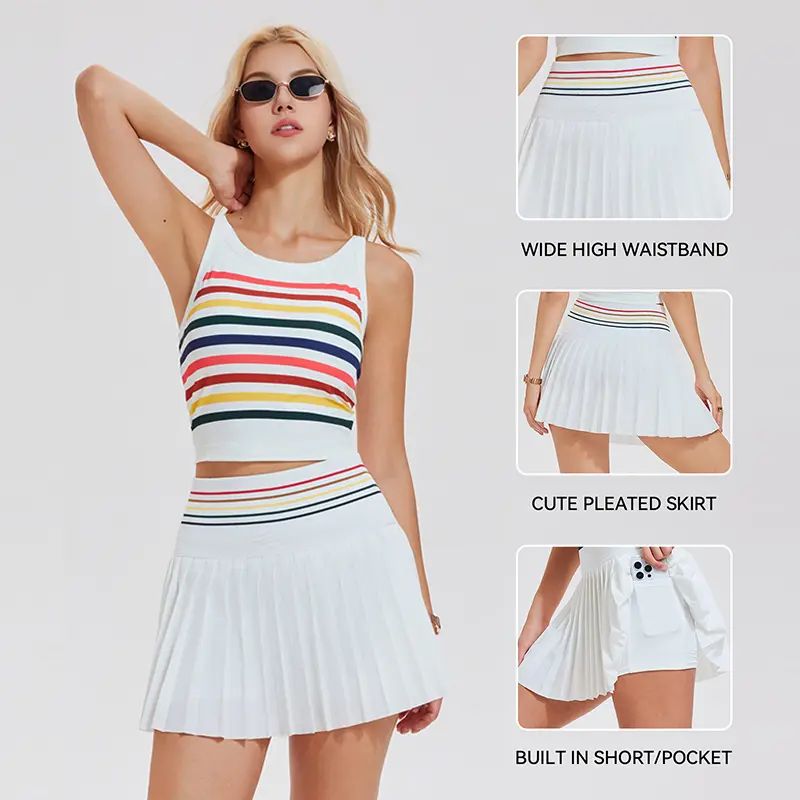 Two Piece Tennis Skirt Set Golf Outfits for Women