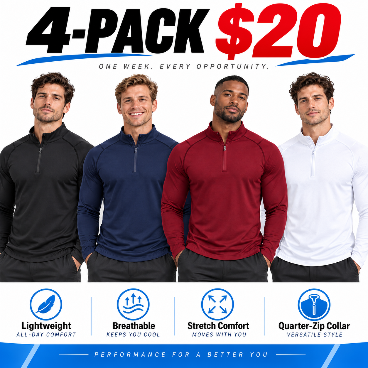🔥Men's UPF 50+ 1/4 Zip Quick-Dry Shirt – Lightweight Long Sleeve Outdoor Sports Tee