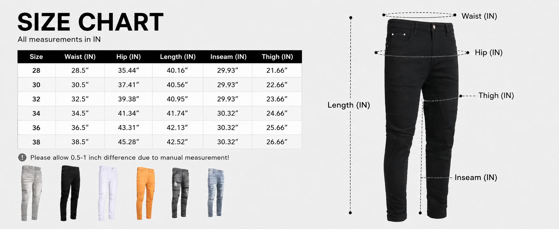JUNBAOSS Menswear Men's Stretchy Skinny Denim Jeans - Elastized Comfort Waist, Distressed Ripped, Slim Tapered Leg, Full-Length Cotton Pants with Zipper, Classic Personalized Design, Hipster, Stylish