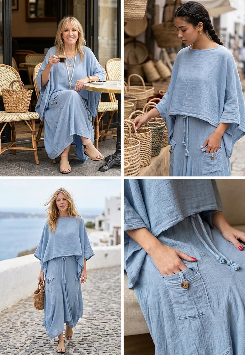 Scacto Women's 2-Piece Basic Casual Solid Color Loose-Vintage-Style Skirt Set -Batwing Sleeve  Polyester Fabric, Summer Street Fashion, Comfortable Women's Clothes, 2XL, All Seasons Daily Wear