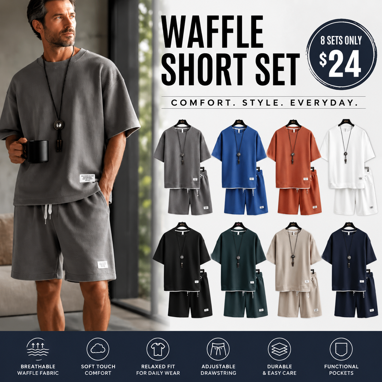 🔥Men’s 2-Piece Oversized Minimalist Drawstring Clothing Set