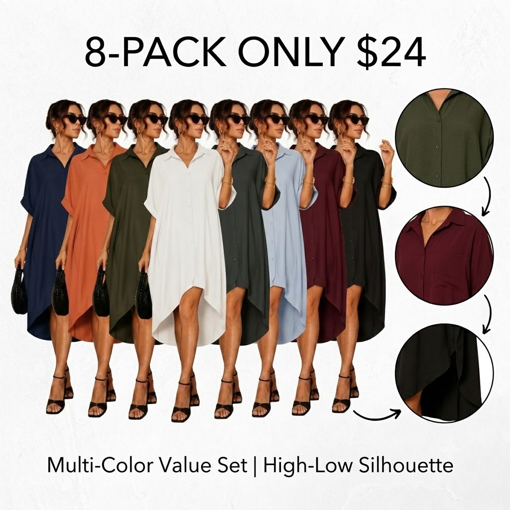 🔥LAST DAY SALE 90% OFF💕Elengatine Women Sexy Black Shirt Dress