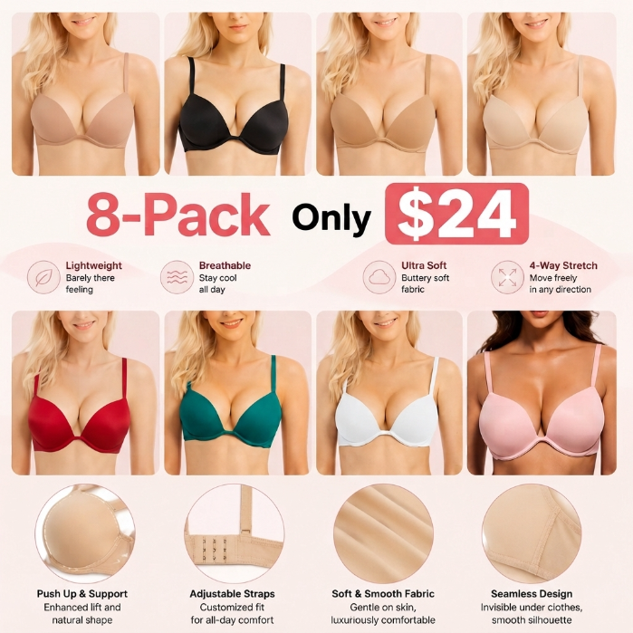 Deep V Push Up Padded T-shirt Bra Everyday Bras For Womenswear