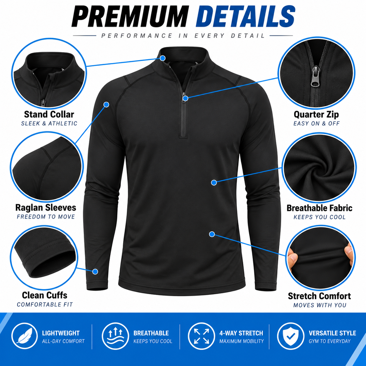 🔥Men's UPF 50+ 1/4 Zip Quick-Dry Shirt – Lightweight Long Sleeve Outdoor Sports Tee